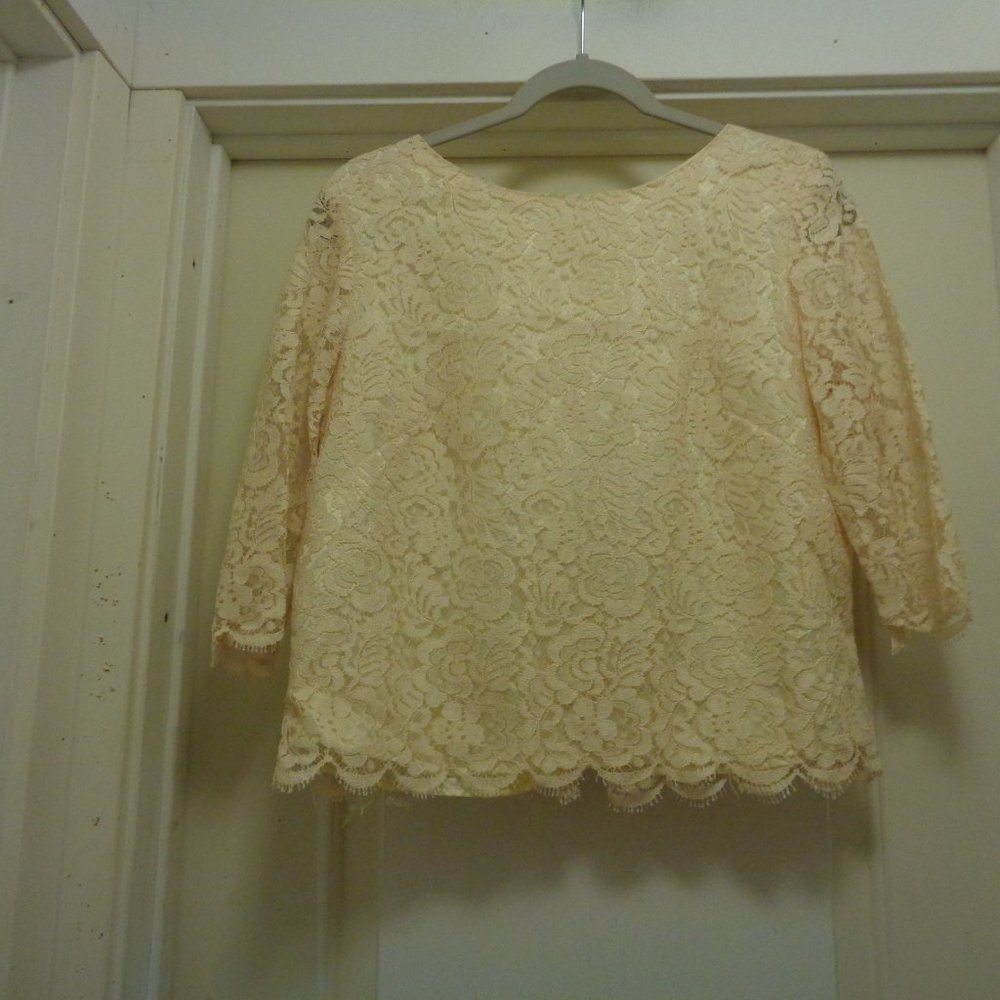 VINTAGE ROMANCE CREAMY BEIGE LACEY BLOUSE FROM THE LATE 1950S 8